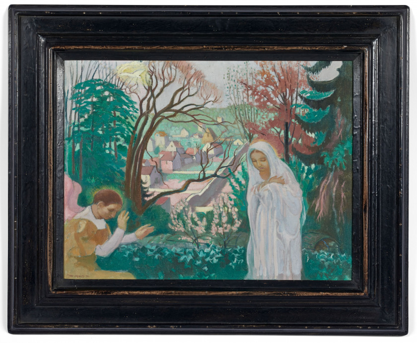 Maurice DENIS 1870 - 1943 Annonciation au jardin printanier ou Annonciation au Jardin du Prieuré - 1935 Huile sur toile