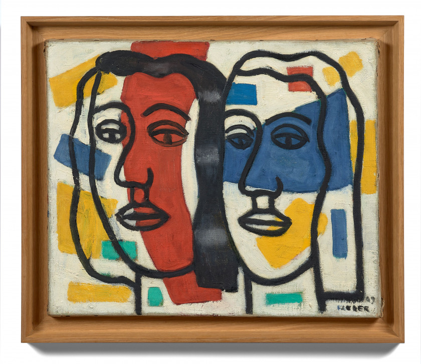 Fernand LEGER 1881 - 1955 Têtes de femmes - 1949 Huile sur toile