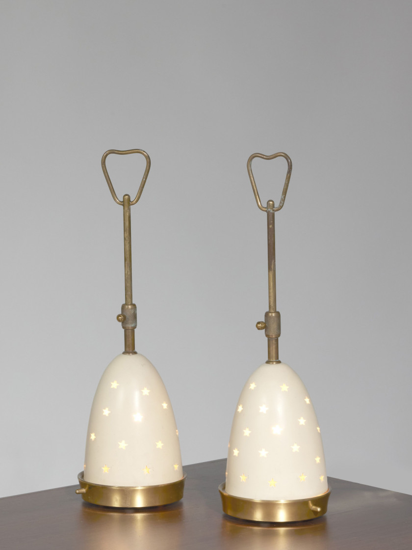 Angelo LELII 1911 - 1979 Paire de lampes de table mod. 12291 dites « Stelline » - circa 1950