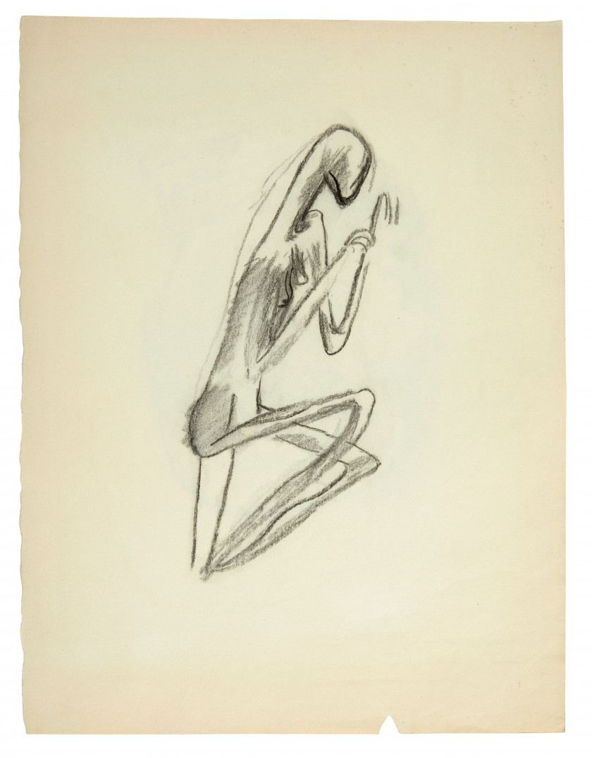 Germaine RICHIER 1902- 1959 Sans titre (Etude pour la mante) Fusain sur papier