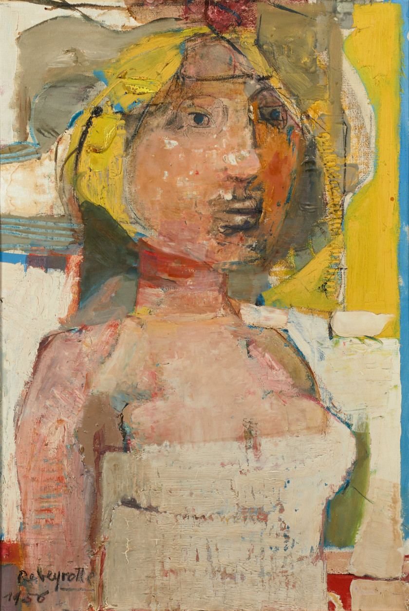 Paul REBEYROLLE (1926 - 2005) Une fille de la Bastille - 1956 Huile et fusain sur toile