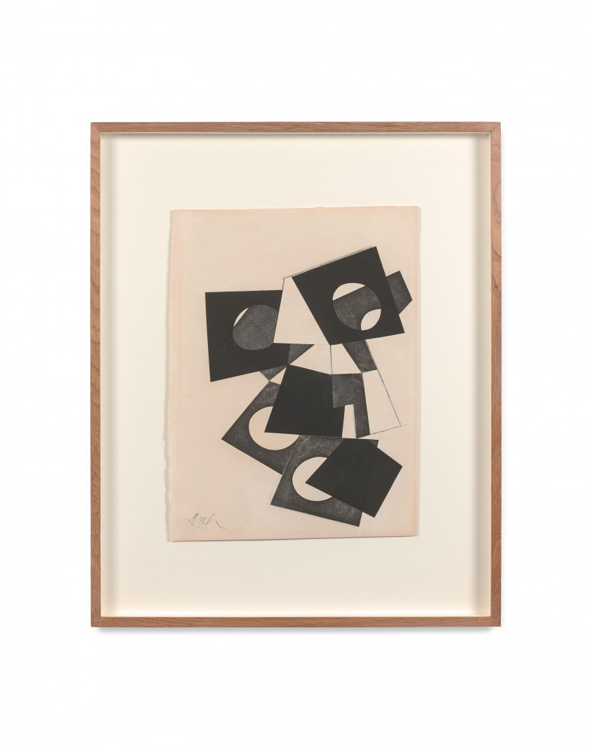 Hans ARP (Strasbourg, 1887 - Bâle, 1966) Sans titre - 1958 Collage de papiers découpés, impression et graphite sur papier