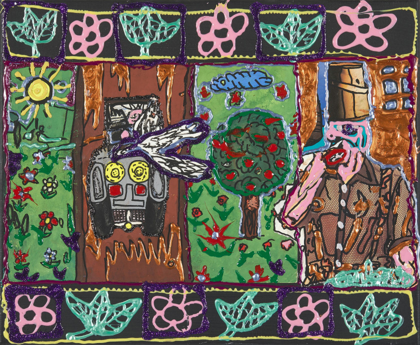 Robert COMBAS (Né en 1957) Sans titre - 1999 Technique mixte sur collage photographique sur toile