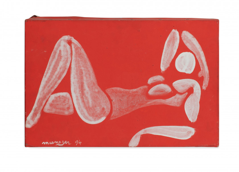 Jérôme MESNAGER (Français - Né en 1961) Nu allongé, hommage à Henri Matisse- 1994 Acrylique sur toile