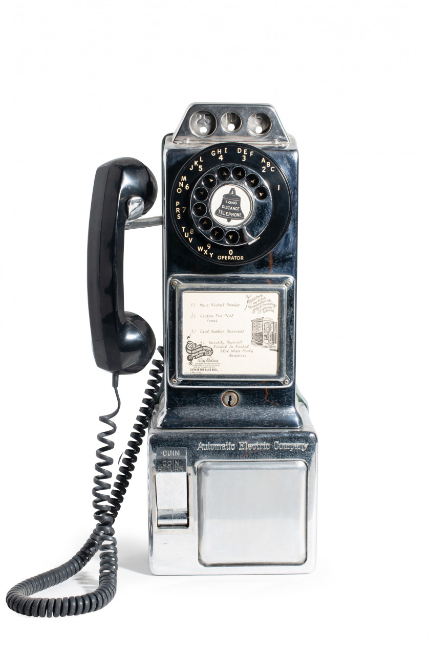 AMERICAN ELECTRIC COMPANY  Téléphone de cabine Métal chromé et bakélite