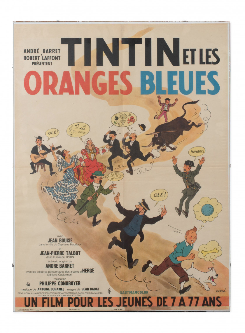 TINTIN ET LES ORANGES BLEUS - 1964  Affiche originale Impression sur papier