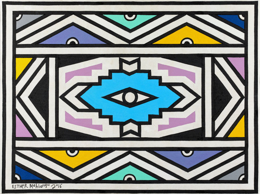 Esther MAHLANGU Née en 1935 - Afrique du Sud Abstract, 2016 Acrylique sur toile