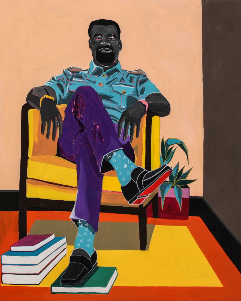 Adolf TEGA Né en 1985 - Zimbabwe Man on the chair, 2020 Acrylique sur toile