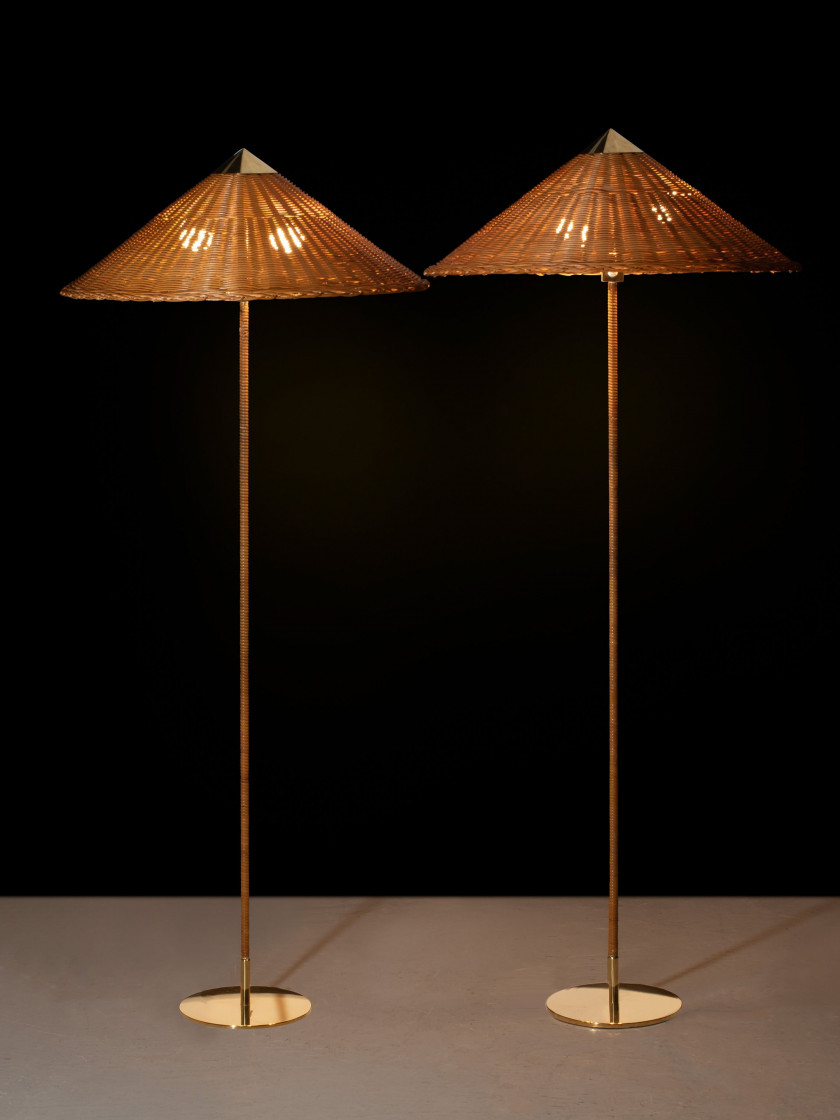 Paavo TYNELL 1890-1973 Paire de lampadaires mod. 9602 dits « Chinese Hat » – circa 1950