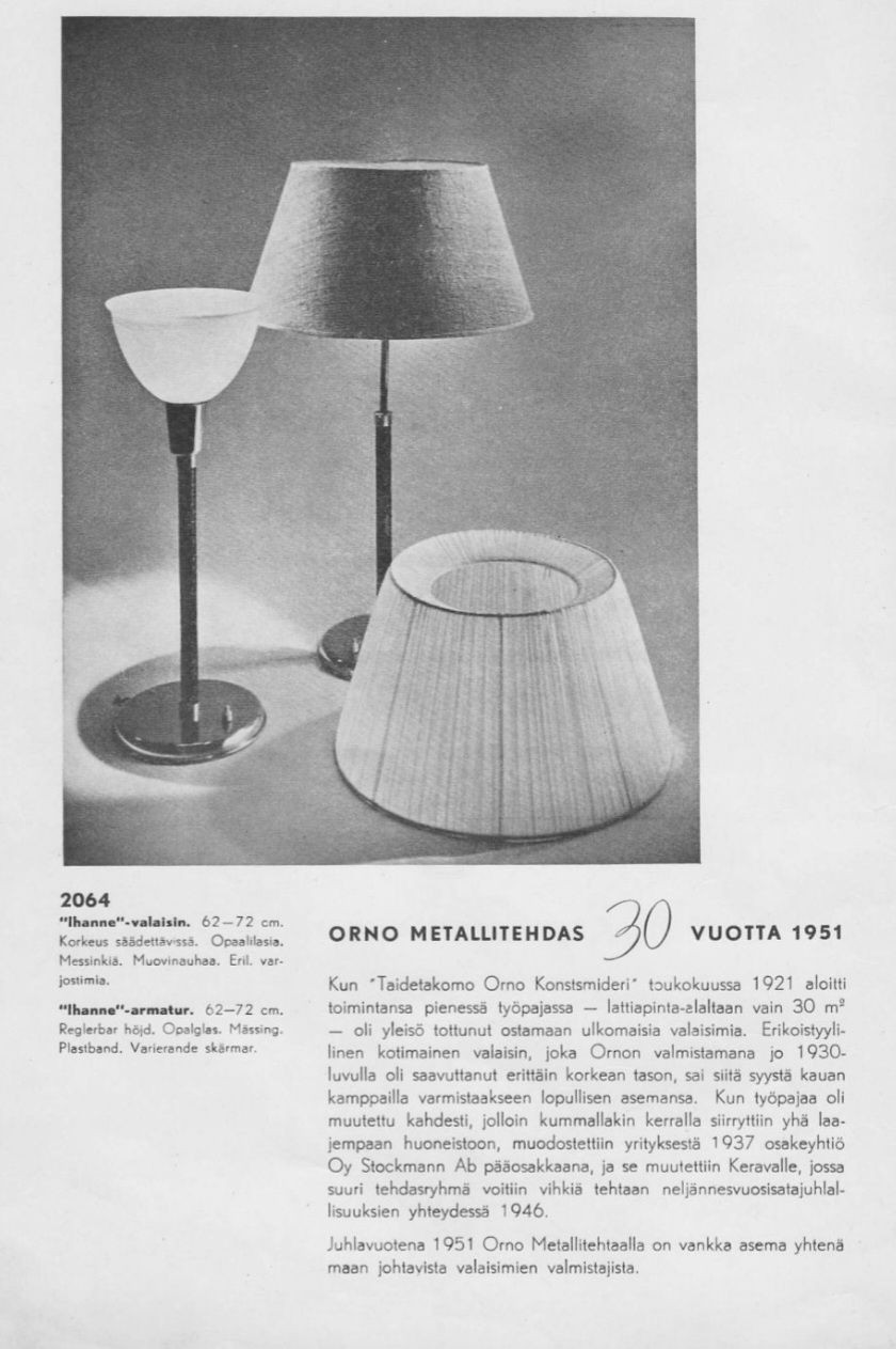 Lisa JOHANSSON-PAPÉ 1907-1989 Rare lampe de table mod. 2064 - circa 1950