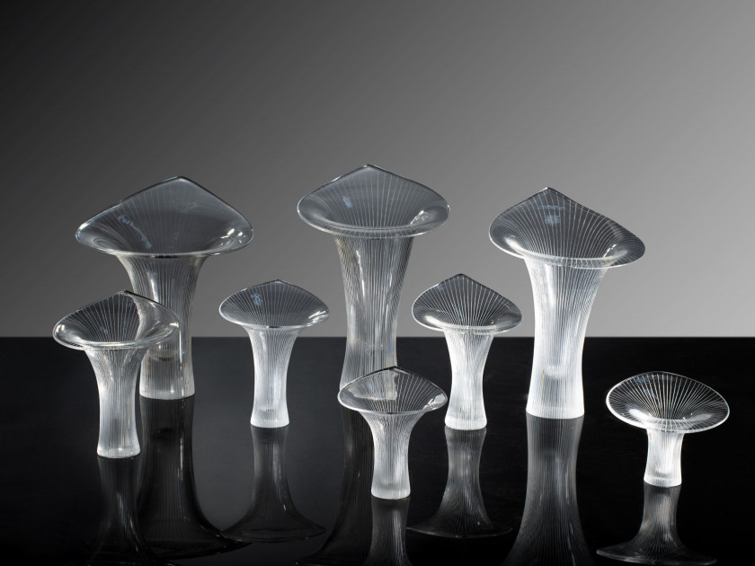 Tapio WIRKKALA 1915-1985 Suite de huit vases mod. 3280 dits « Chanterelle » – circa 1950