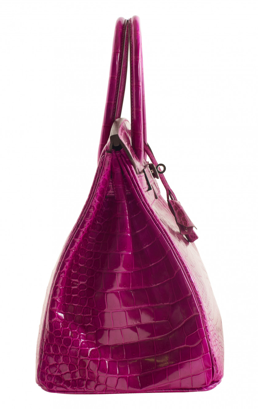 HERMÈS 2014  Sac BIRKIN 35 Crocodile d'estuaire lisse Rose Sheherazade (Crocodylus porosus) II/B Garniture métal argenté r...
