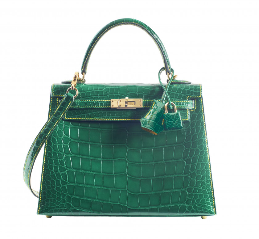 HERMÈS Commande Spéciale 2019  Sac KELLY Sellier 25 Alligator lisse Émeraude (Alligator mississippiensis) II/B Piqué sel...