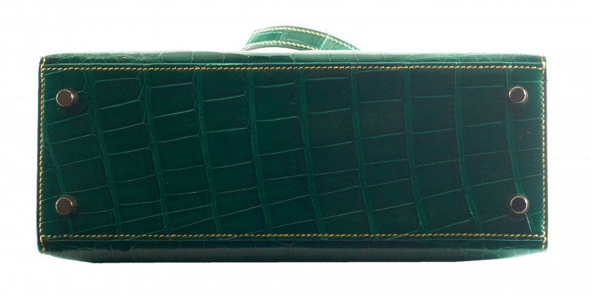 HERMÈS Commande Spéciale 2019  Sac KELLY Sellier 25 Alligator lisse Émeraude (Alligator mississippiensis) II/B Piqué sel...