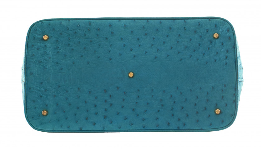 LOUIS VUITTON Commande Spéciale  Sac ALMA Autruche turquoise (Struthio camelus) NR Garniture métal doré Bandoulière R...