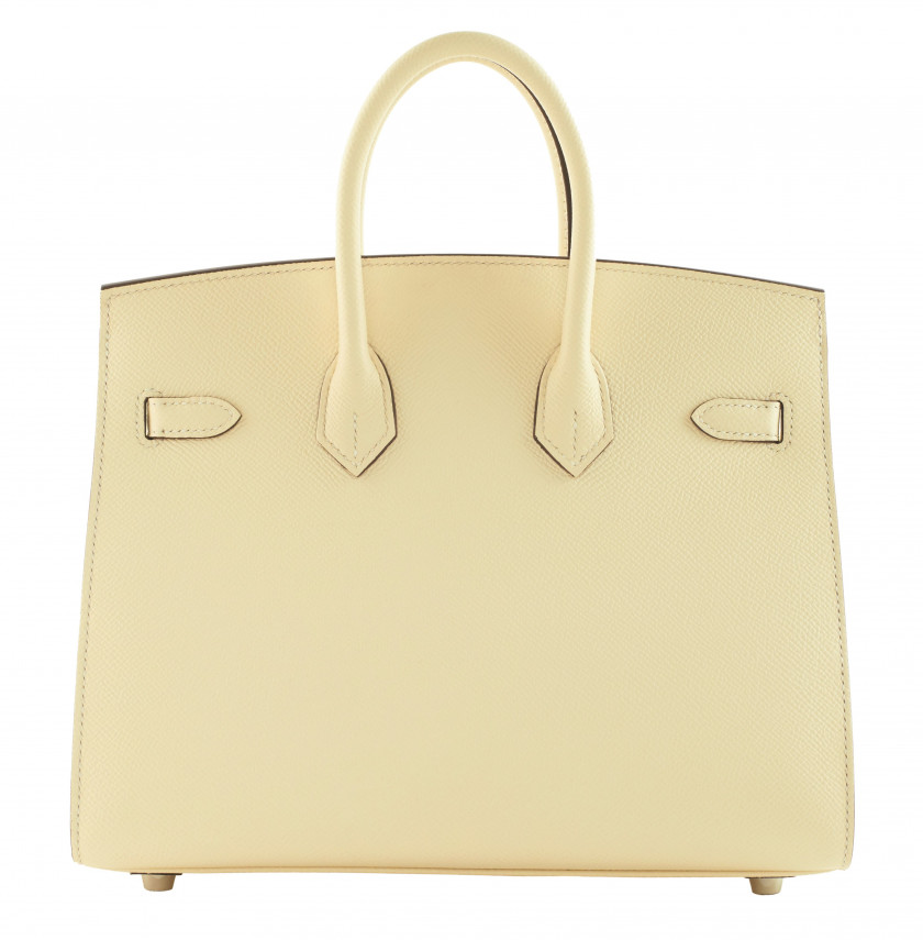 HERMÈS 2021  Sac BIRKIN Sellier 25 Veau Epsom Nata Garniture métal argenté palladié  BIRKIN Sellier 25 bag Nata Epso...