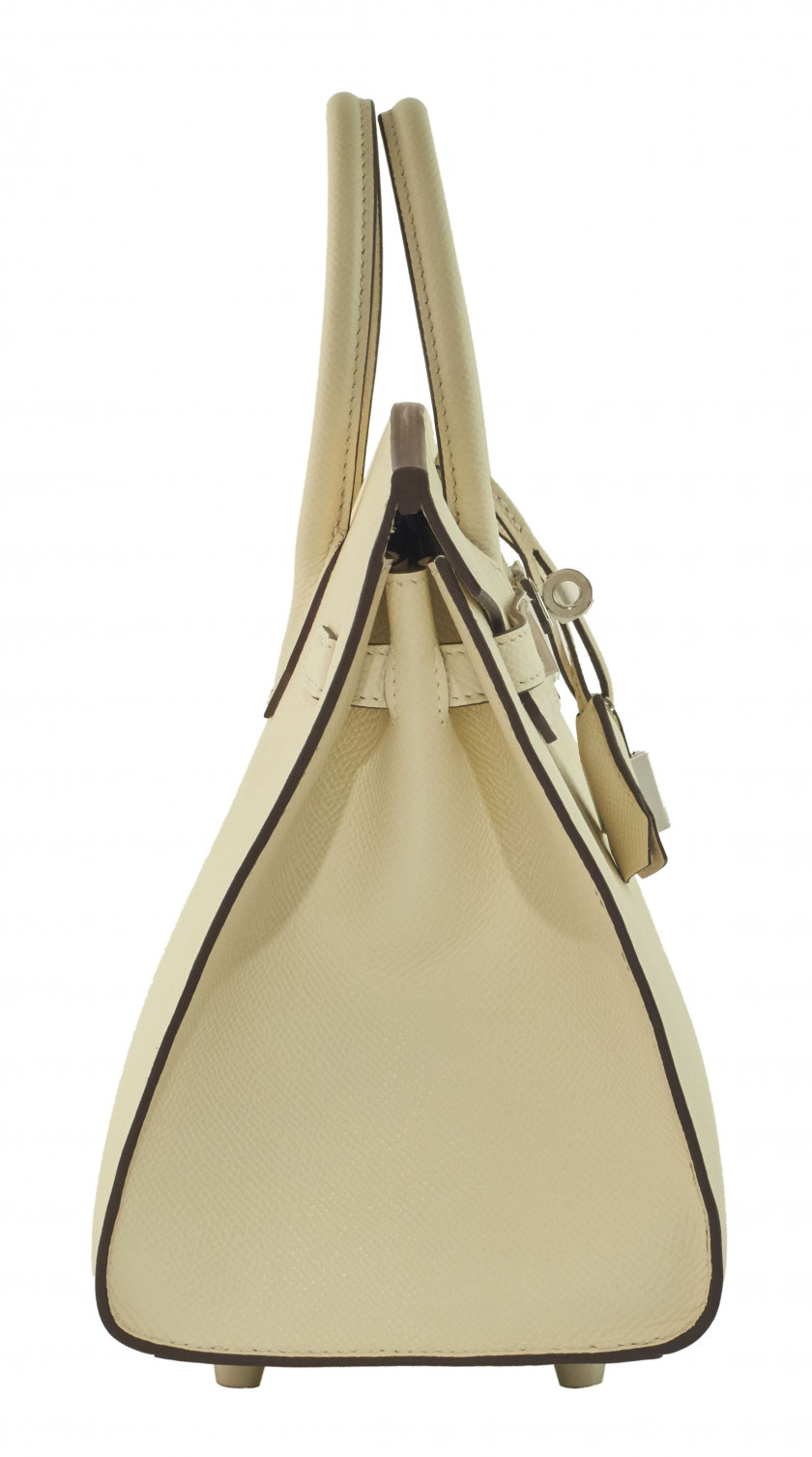 HERMÈS 2021  Sac BIRKIN Sellier 25 Veau Epsom Nata Garniture métal argenté palladié  BIRKIN Sellier 25 bag Nata Epso...