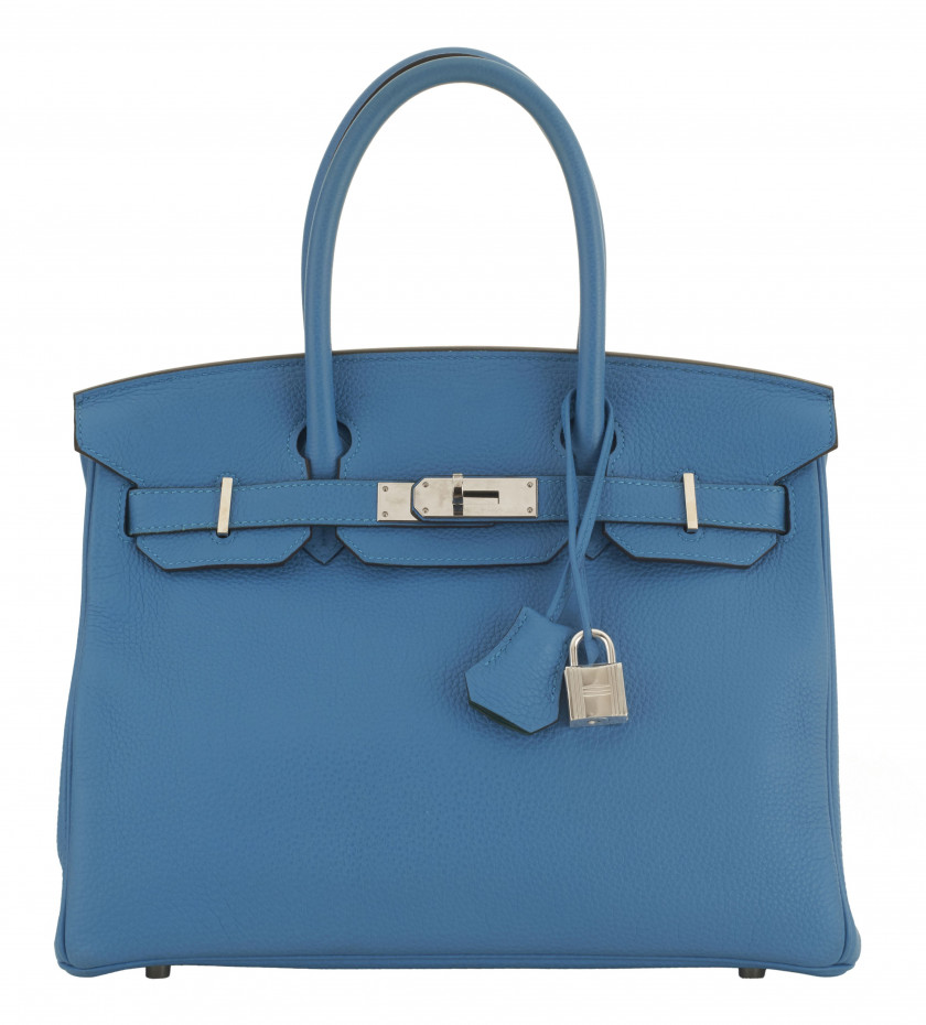 HERMÈS Édition Limitée 2017  Sac BIRKIN VERSO 30 Veau Togo Bleu Zanzibar Intérieur en cuir Malachite Garniture métal a...