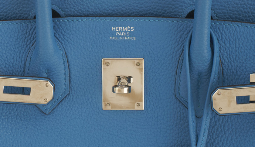 HERMÈS Édition Limitée 2017  Sac BIRKIN VERSO 30 Veau Togo Bleu Zanzibar Intérieur en cuir Malachite Garniture métal a...