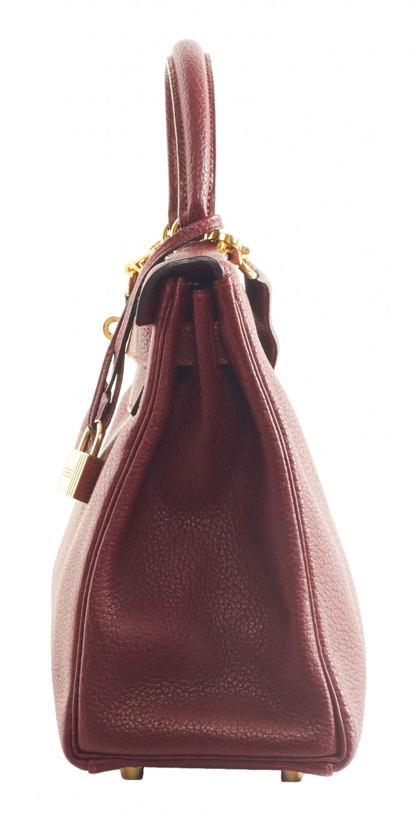 HERMÈS 1998  Sac KELLY Retourné 28 Veau Togo bordeaux Garniture métal plaqué or Bandoulière  KELLY Retourné 28 bagR...