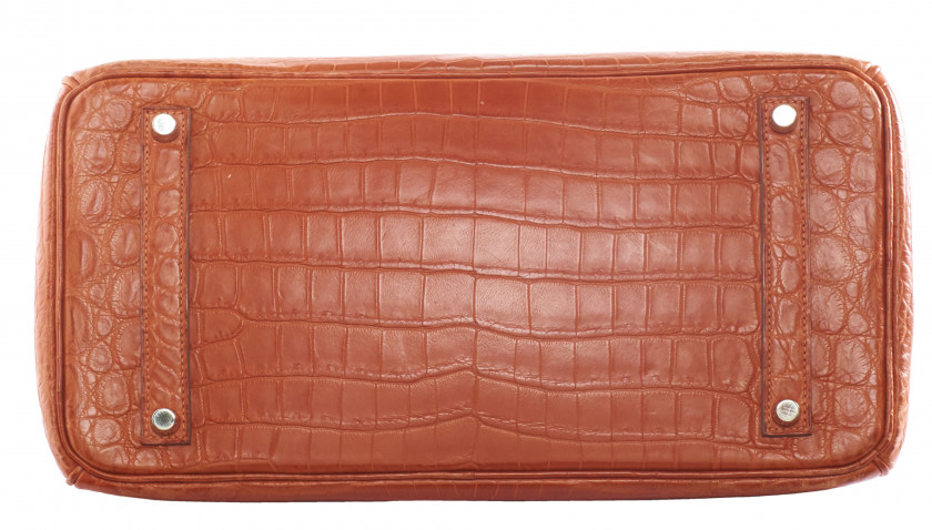 HERMÈS 2011  Sac BIRKIN 35 Crocodile du Nil mat orange (Crocodylus niloticus) II/B Garniture métal argenté palladié  B...