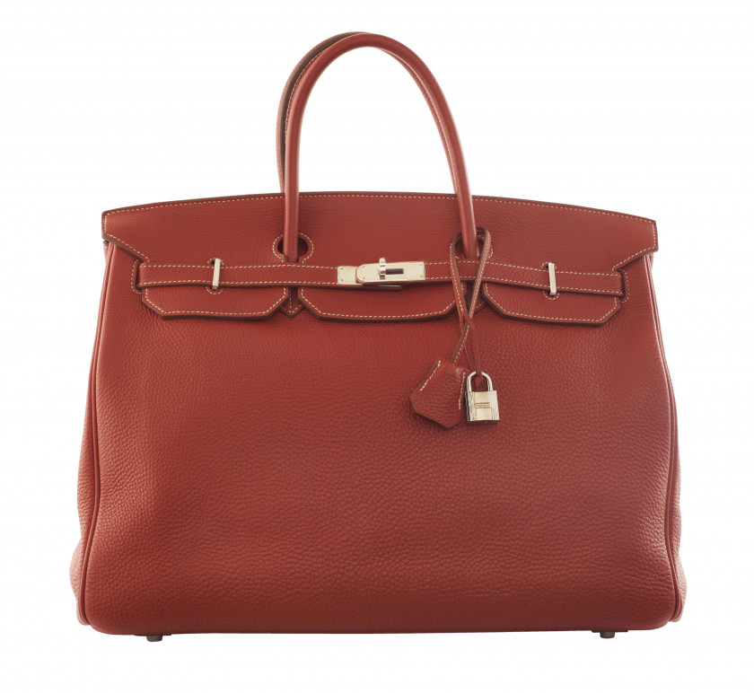 HERMÈS 2011  Sac BIRKIN 40 Veau Togo Sanguine Piqué sellier blanc Garniture métal argenté palladié  BIRKIN 40 bag ...