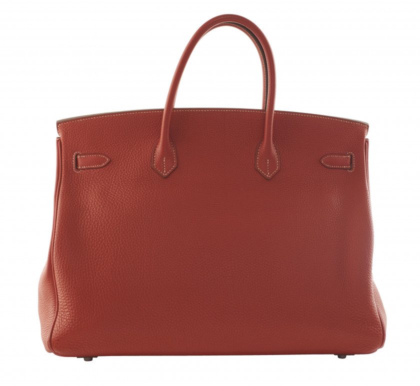 HERMÈS 2011  Sac BIRKIN 40 Veau Togo Sanguine Piqué sellier blanc Garniture métal argenté palladié  BIRKIN 40 bag ...