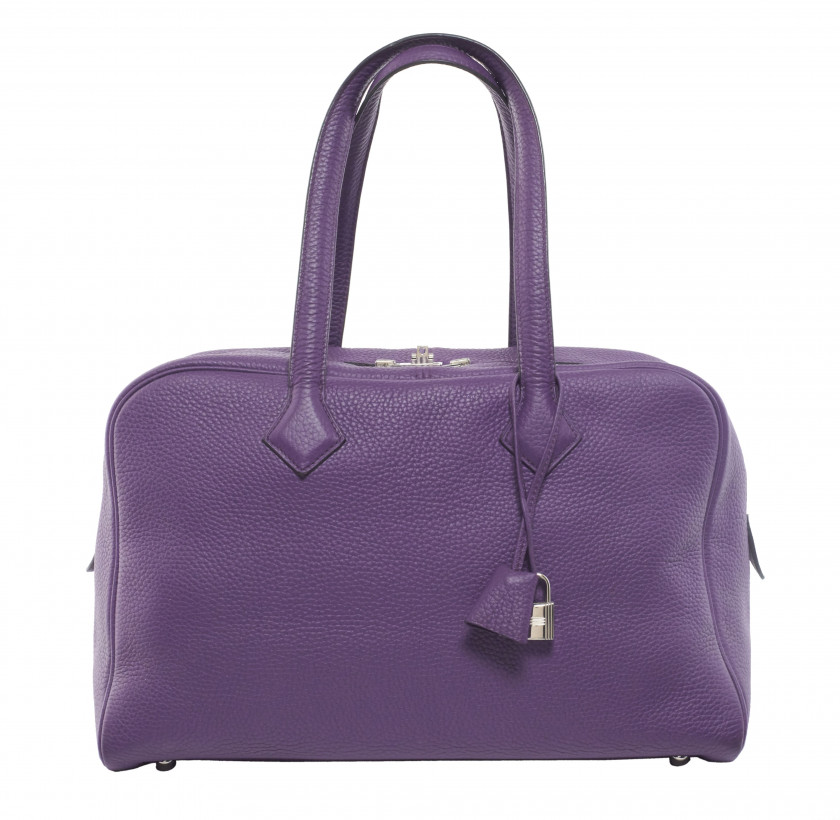 HERMÈS 2012  Sac VICTORIA II FOURRE-TOUT 35 Taurillon Clémence violet Garniture métal argenté palladié  VICTORIA II FO...