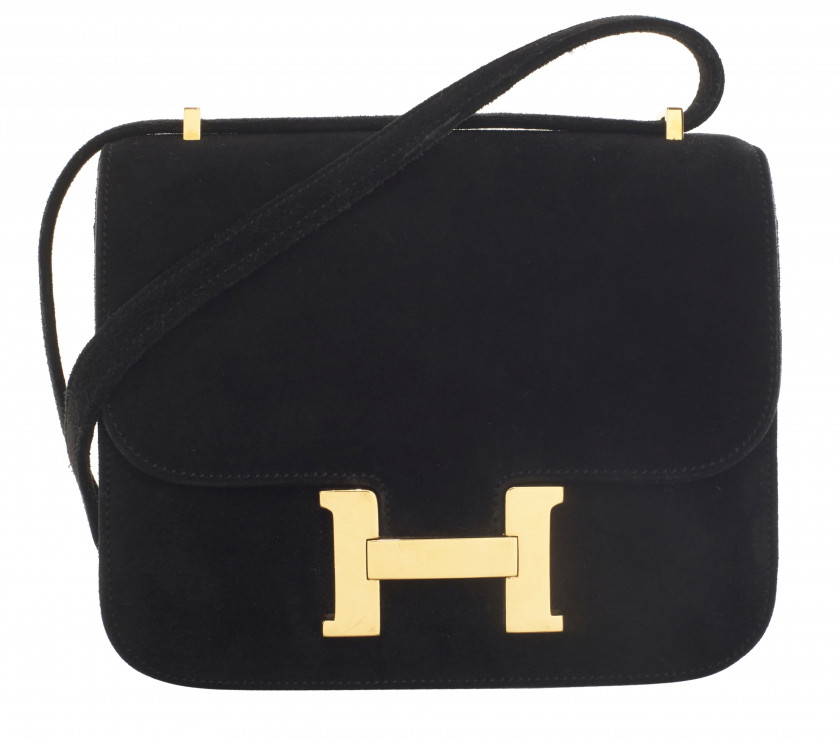 HERMÈS 1996  Sac Mini CONSTANCE 18 Veau Doblis noir Garniture métal plaqué or  Mini CONSTANCE 18 bag Black Doblis ca...