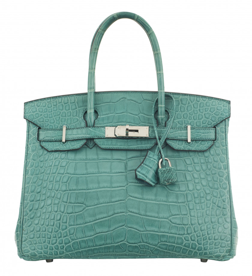 HERMÈS 2016  Sac BIRKIN 30 Alligator mat Malachite (Alligator mississippiensis) II/B Garniture métal argenté palladié R...