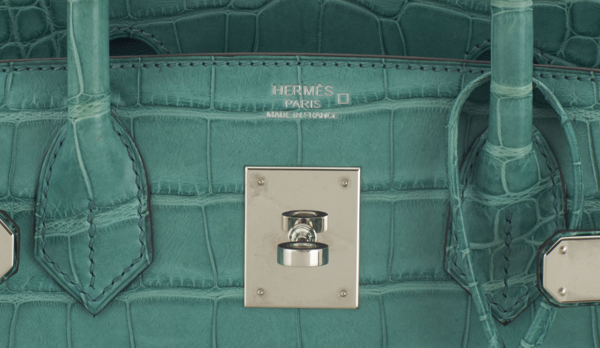 HERMÈS 2016  Sac BIRKIN 30 Alligator mat Malachite (Alligator mississippiensis) II/B Garniture métal argenté palladié R...