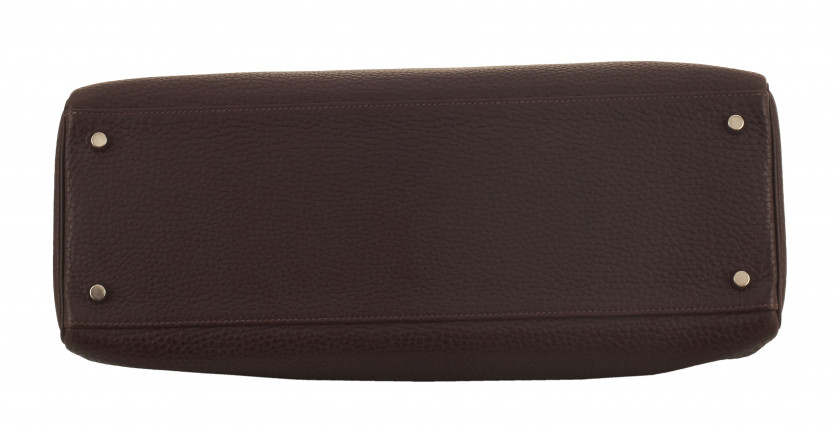 HERMÈS 2009  Sac KELLY Retourné 40 Taurillon Clémence marron Garniture métal argenté palladié Bandoulière  KELLY Ret...