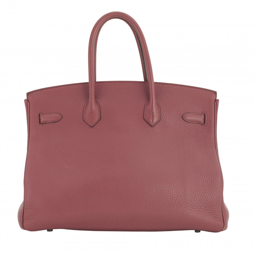 HERMÈS  Sac BIRKIN 35 Taurillon Clémence Bois de Rose Garniture métal argenté palladié  BIRKIN 35 bag Bois de Rose tau...