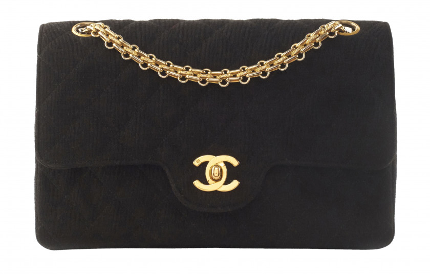 CHANEL  Sac TIMELESS Jersey matelassé noir Garniture métal doré Dimensions : 23,5 x 14 x 7 cm  TIMELESS bag Black qu...