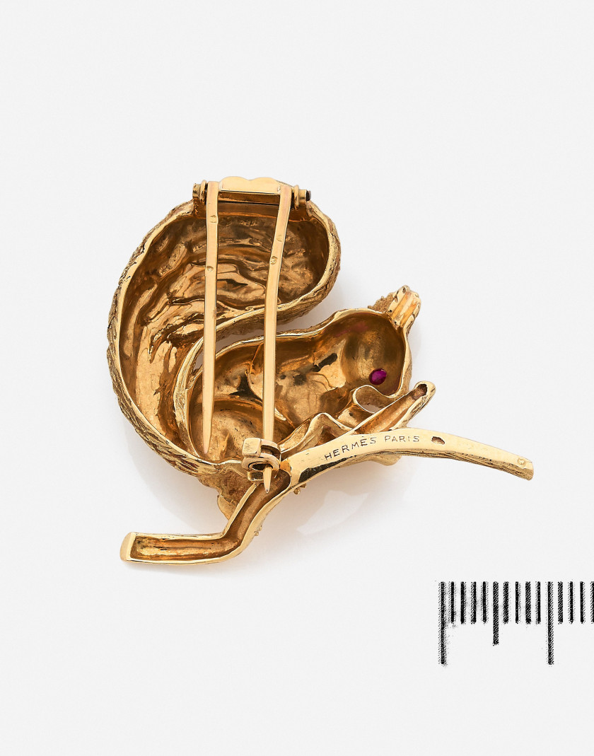 HERMES  Clip de corsage "Ecureuil"