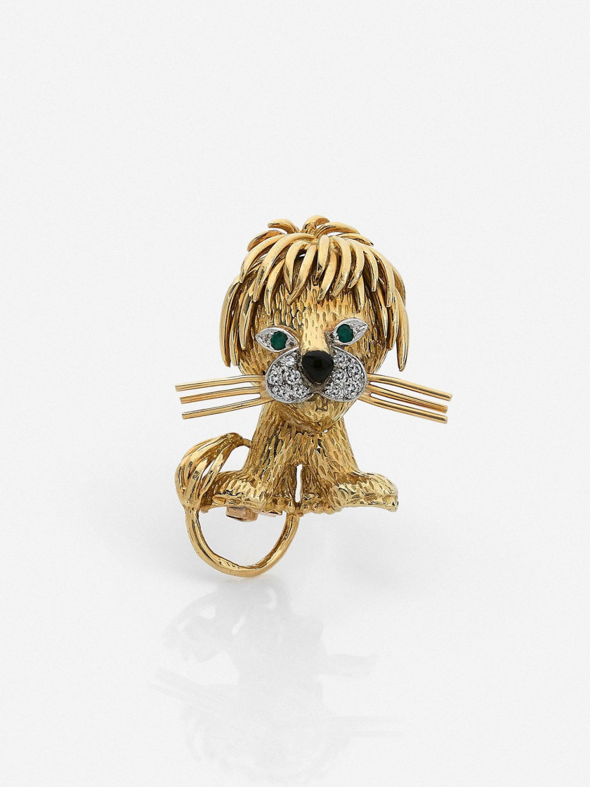 VAN CLEEF & ARPELS  Clip de corsage "Lion ébouriffé", petit modèle