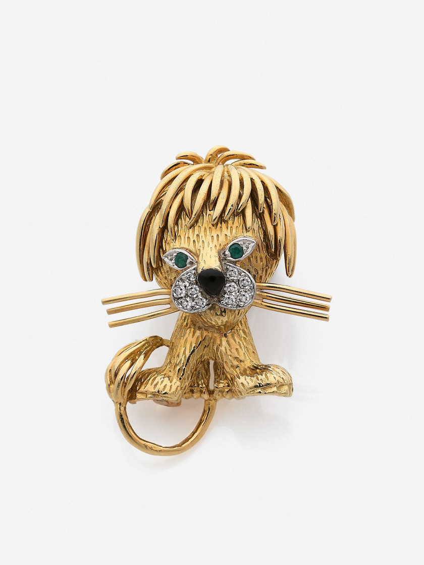 VAN CLEEF & ARPELS  Clip de corsage "Lion ébouriffé", petit modèle