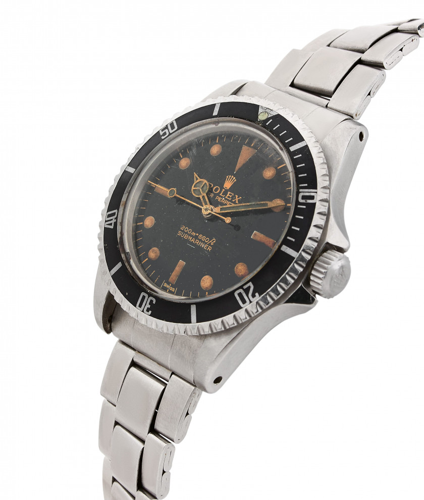 ROLEX Submariner, "Gilt underline PCG" (pointed crown guard), réf. 5513, n° 1011649  Vers 1964