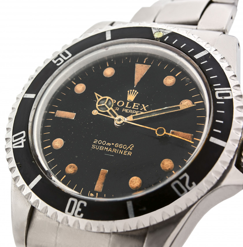 ROLEX Submariner, "Gilt underline PCG" (pointed crown guard), réf. 5513, n° 1011649  Vers 1964