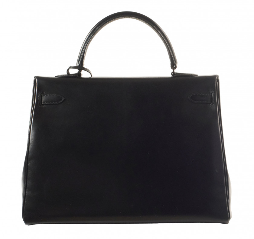 HERMÈS Édition Limitée 2010  Sac KELLY Retourné SO BLACK 35 Box noir Garniture métal chromé noir  KELLY Retourné SO...