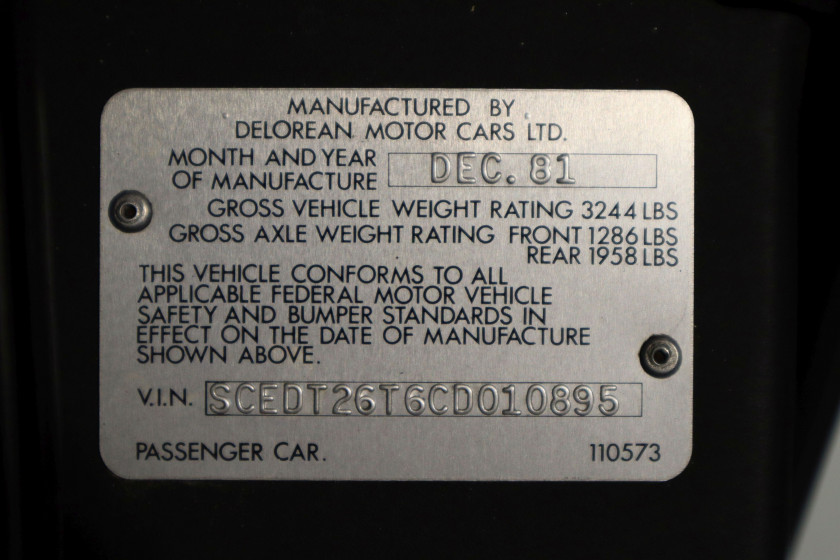 1981 DeLorean DMC-12  No reserve