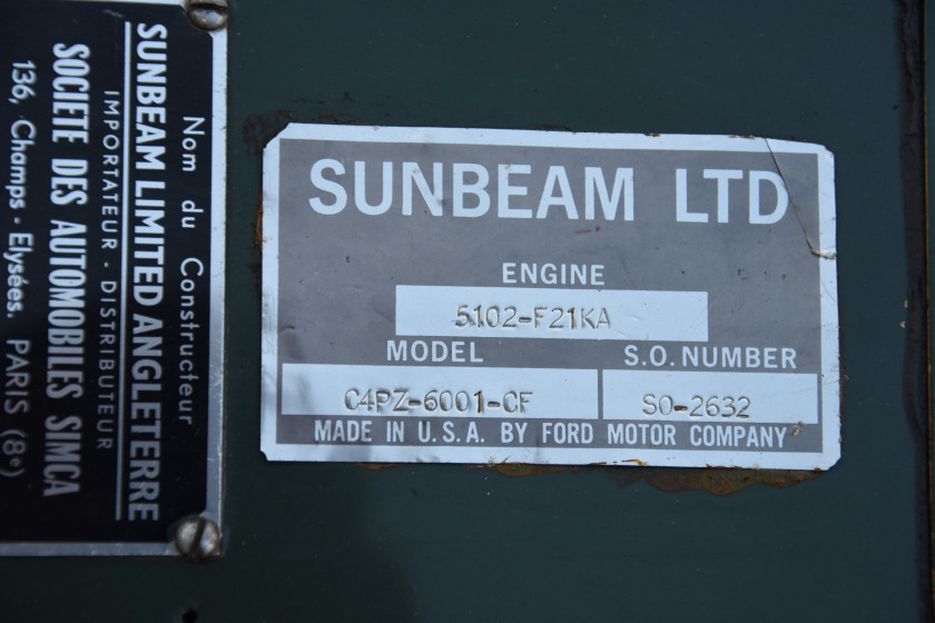 1967 Sunbeam Alpine Tiger V8 260 MK I avec hard-top  No reserve