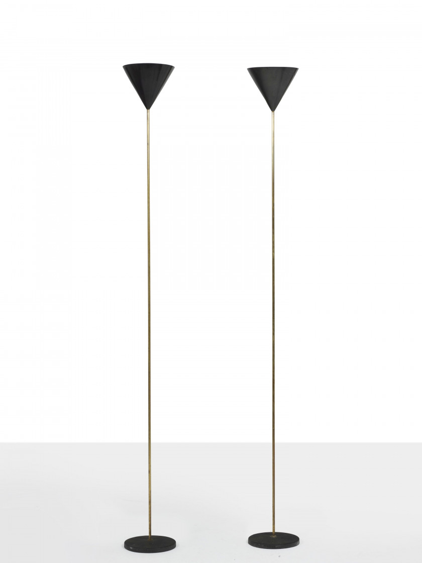 Luigi CACCIA DOMINIONI & Ignazio GARDELLA 1913-2016 & 1905-1999 Paire de lampadaires mod. LTE 5 dits «Imbuto» – 1953