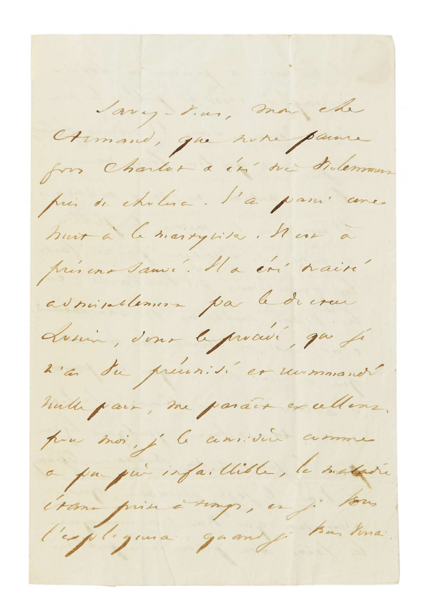 HUGO (Victor) Lettre autographe signée à Armand Bertin. [S. l.], 10 avril 3 p. sur 1 double f. in-8 (20,2 x 13 c...