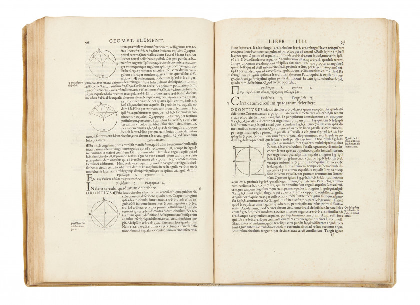 FINÉ (Oronce) Arithmetica practica, libris quatuor. Paris, Simon de Colines, 1542. 3 ouvrages en un vol pet. in-...