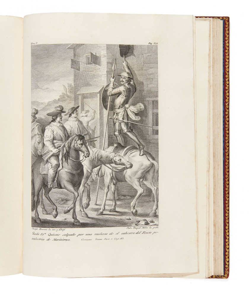 CERVÁNTES SAAVEDRA (Miguel de) El ingenioso hidalgo don Quixote de la Mancha. Madrid, Joaquin Ibarra, 1780. 4 vo...