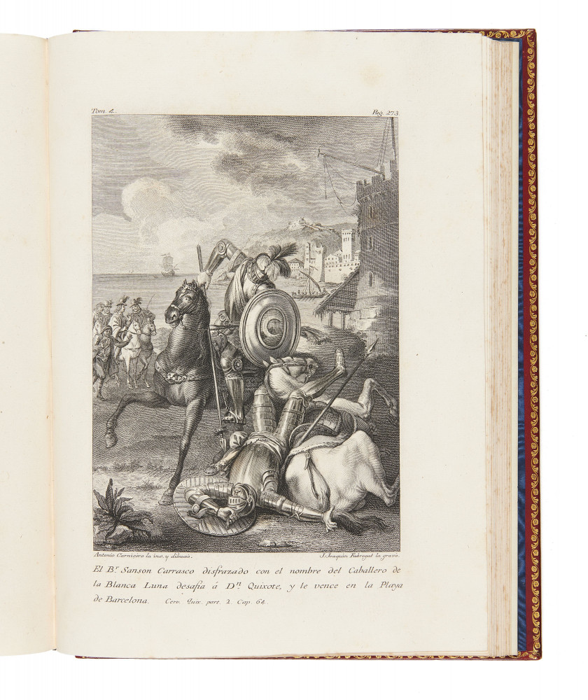 CERVÁNTES SAAVEDRA (Miguel de) El ingenioso hidalgo don Quixote de la Mancha. Madrid, Joaquin Ibarra, 1780. 4 vo...