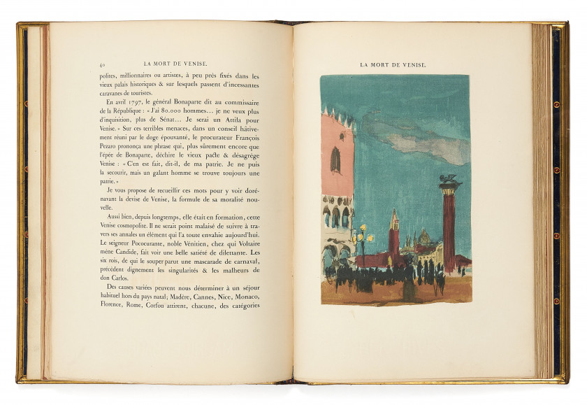 [DENIS].- BARRÈS (Maurice) La Mort de Venise. Paris, Éditions Eos, 1930. In-4 (31,2 x 22,2 cm), bradel veau enti...