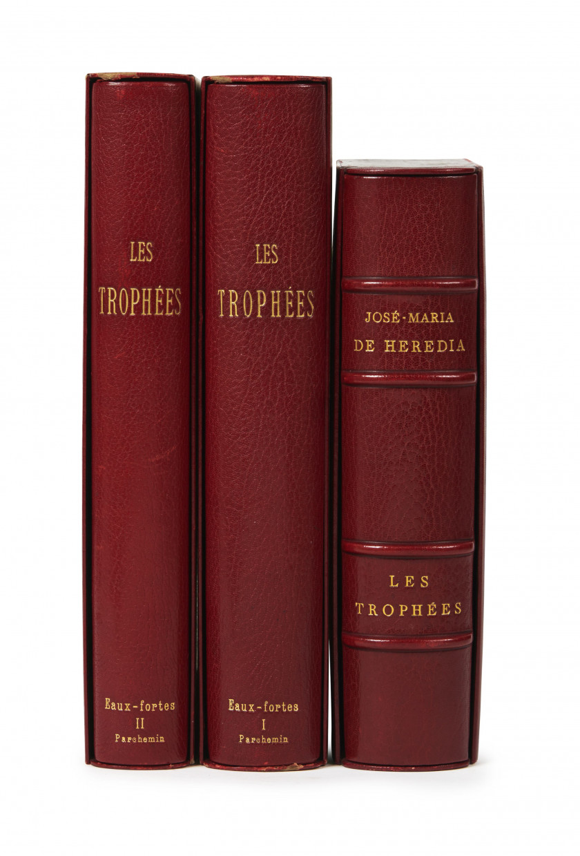 [MERSON].- HEREDIA (José-Maria de) Les Trophées. Paris, Descamps-Scrive, 1907. Fort vol. in-4, rel janséniste ma...