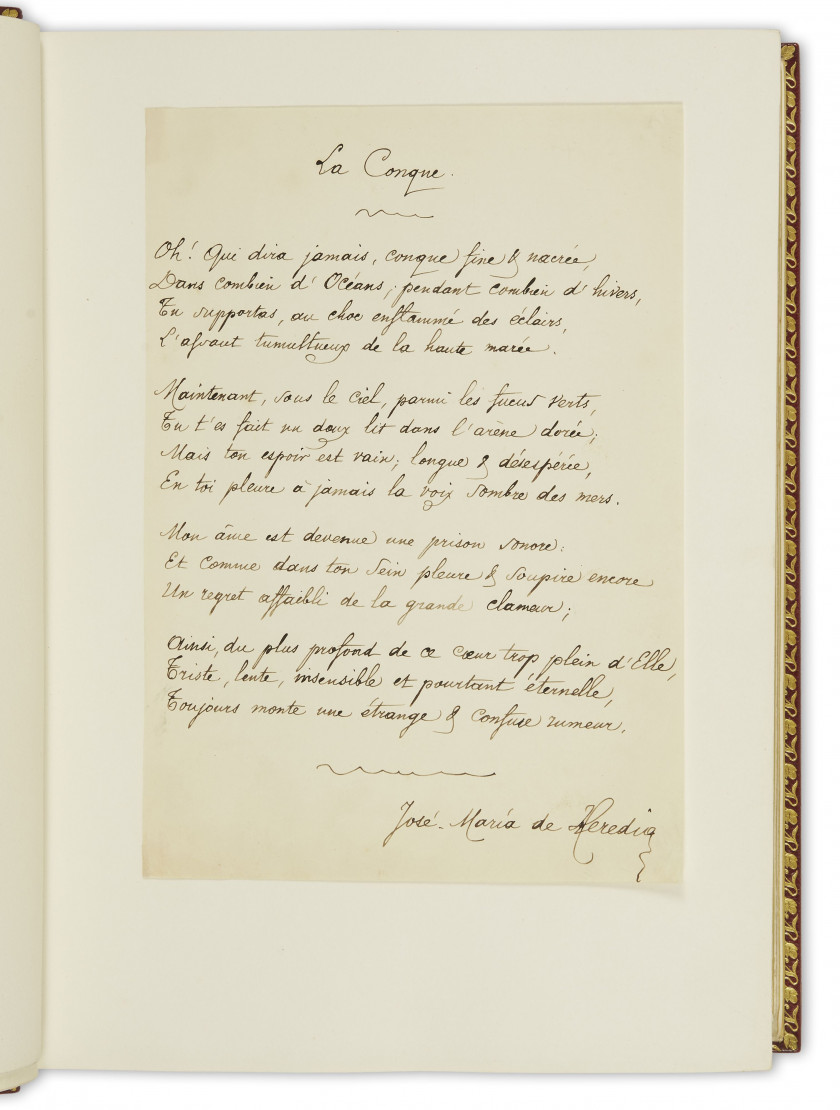 [MERSON].- HEREDIA (José-Maria de) Les Trophées. Paris, Descamps-Scrive, 1907. Fort vol. in-4, rel janséniste ma...